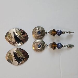 2 Pair Vintage Silvertone Pierced Earrings